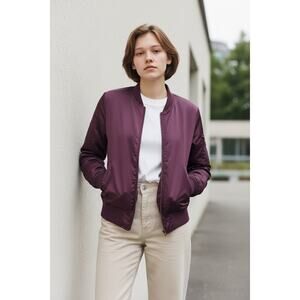 Dark Purple Satin Zip-Up Jacket 
Y2K • Lightweight • Womens XL